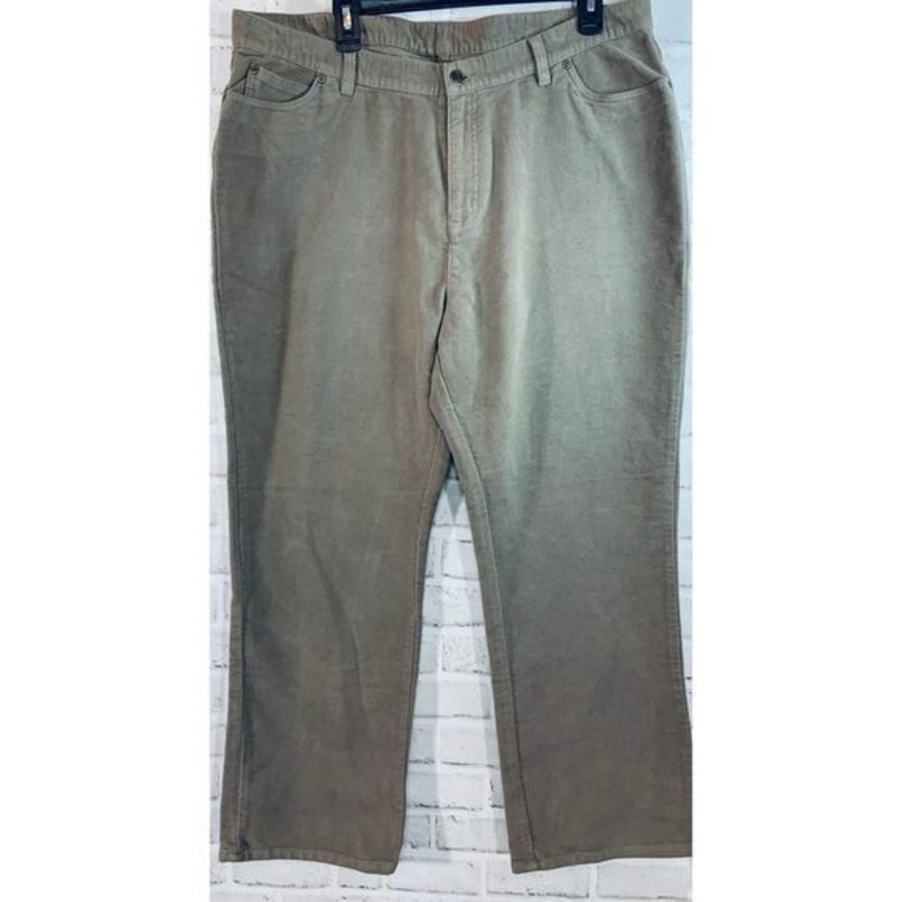LLBean Womens Tan Brown Faux Micro Suede‎ Pocket Pants Size 20m
